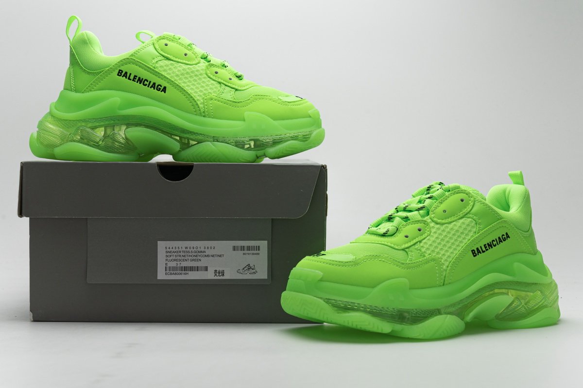 544351 w09o1 3802 Ba*len*cia*ga triple s fluorescent green
